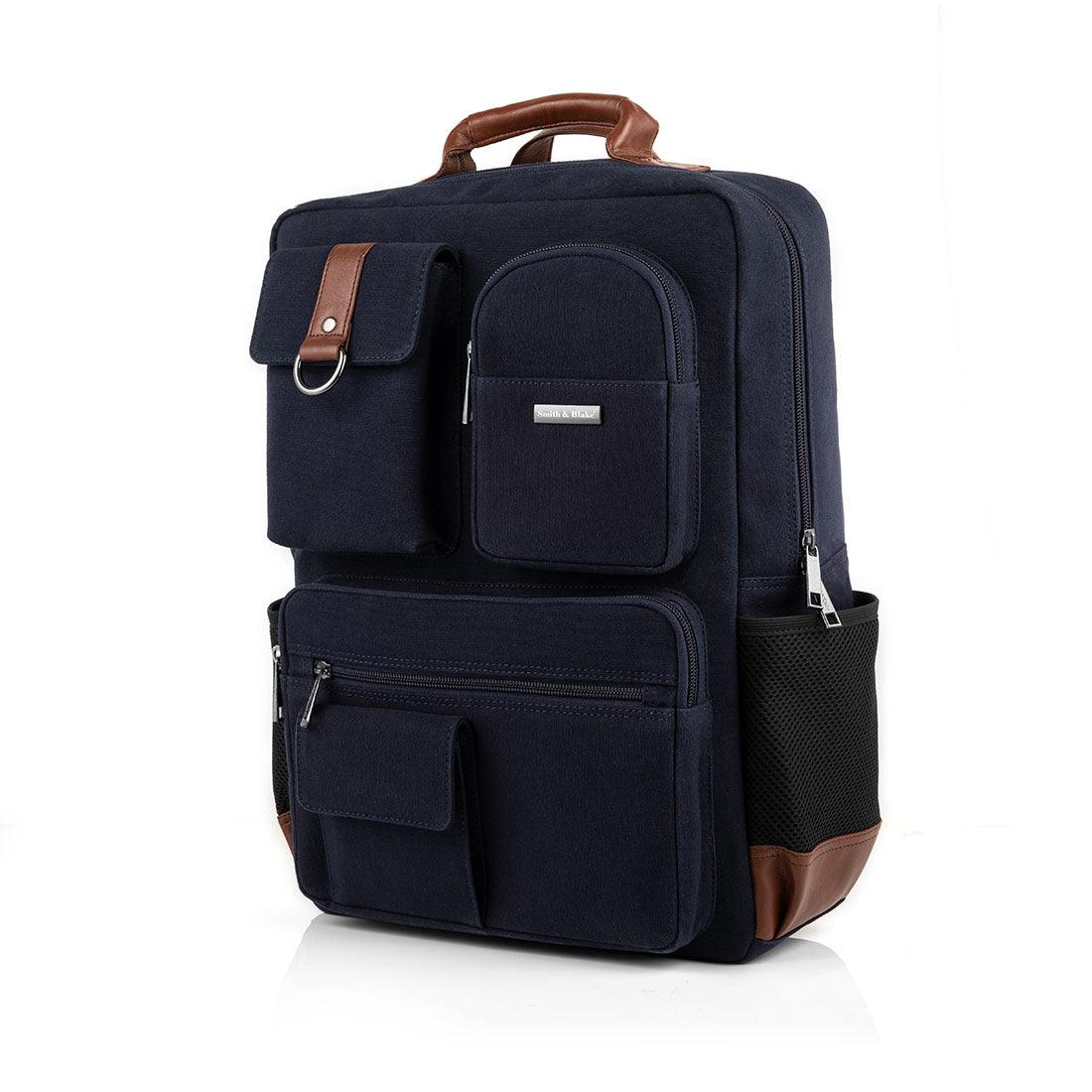backpack with laptop sleeve mens ELLIOT Blue Laptop Backpack – Smith & Blake